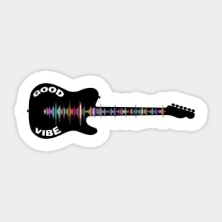 Electric Guitar Good Vibe Rainbow Strings Sticker